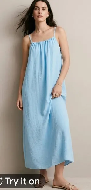 Womens Spaghetti Strap Maxi Dress Size Large Oversized Lightweight Beach NEW thumbnail 1