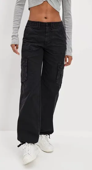 American Eagle Snappy Stretch Baggy Cargo Pants Charcoal Gray thumbnail 1