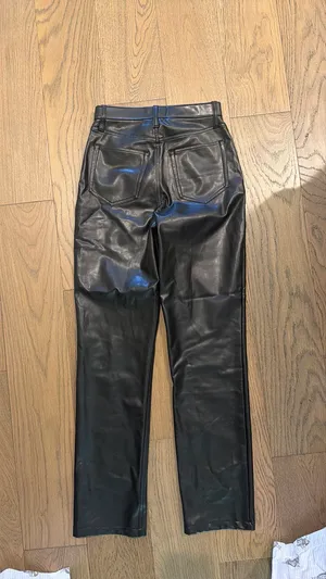 Abercrombie High-Rise Leather Pants 90s Straight thumbnail 3