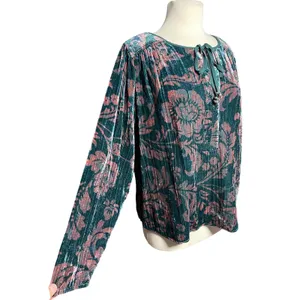 ANTHROPOLOGIE Women’s Boho Faustine Floral Velvet Peasant Top thumbnail 5