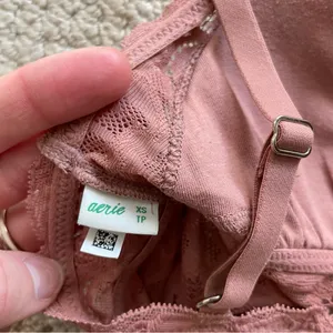 Aerie Dusty Coral Rose Lace Triangle Bralette XS thumbnail 3
