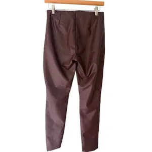 Banana Republic Faux Leather Leggings XS Burgundy Brown Coated Stretch Pants thumbnail 3
