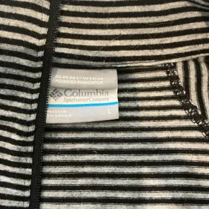 Columbia Omni-Wick Womens Large Quarter Zip Pullover Striped Black Grey Top thumbnail 2