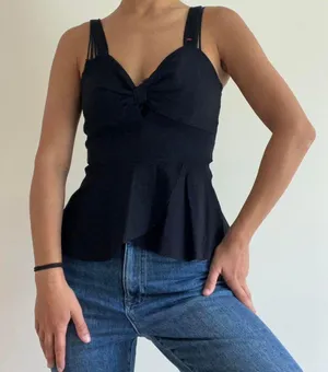 Black Peplum Tank Top Size L thumbnail 2