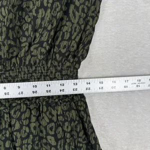 Rails Jasmine Olive Batik Cheetah Smocked Mini Dress Green Animal Print Large thumbnail 4