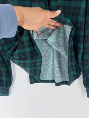 Ann Taylor Stretch Jersey Knit Green Black Plaid Tie-Neck Blouse Size S‎ thumbnail 6