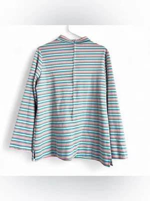 Vintage 70s Peggy Lou California Rainbow Striped‎ Mock Neck Top Size 38 Large thumbnail 2