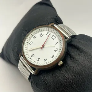 Silver Tone White Dial Stainless Steel Watch Expansion Band Working thumbnail 3