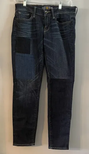 Lucky Brand Womens Regular Charlie Skinny Dark Wash Patchwork Jeans‎ Sz 4 thumbnail 1