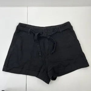 Abercrombie & Fitch S Shorts Black Linen Blend Tie Waist Casual Summer Cuffed thumbnail 3
