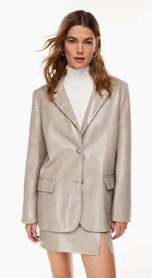 Aritzia Wilfred Memories Vegan Leather Blazer Beige Size XS thumbnail 1