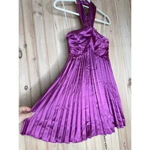 NWT Lulus Renlee Purple Halter Pleated Mini Dress Party Cocktail Night Out Sz S thumbnail 4