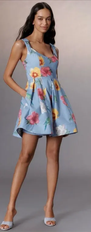 NWT Anthropologie Maeve Scoop Neck Floral Print Dress size Medium thumbnail 1