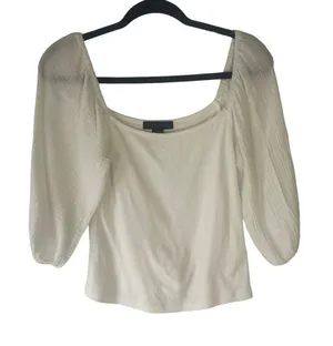 Anthropologie Sanctuary Size Small White Round Neck Puff Sleeve‎ Top thumbnail 1