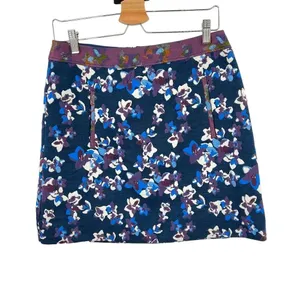 Anthropologie‎ Maeve Cardana Mini Skirt Floral Brocade Blue Purple Size US 4 thumbnail 2