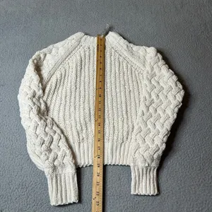 Kendall & Kylie Sweater Womens XS Cream‎ Crew Neck Long Sleeve Pullover Chunky thumbnail 5