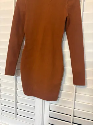 Forever 21 Brown/orange Sweater Turtle Neck dress Size medium thumbnail 4