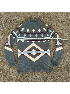 Pink Rose geometric mock neck sweater medium thumbnail 7