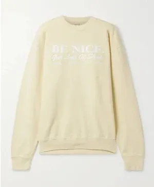Sporty & Rich Light Yellow "BE NICE" Crewneck Sweater thumbnail 1