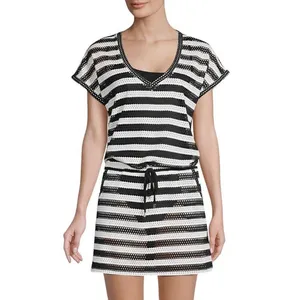 Calvin Klein Striped Mesh‎ Dress Cover Up L/XL Lightweight Sheer Nautical Resort thumbnail 9