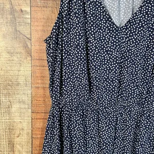Old Navy Navy Blue Polka Dot Rayon Fit & Flare V-Neck Elastic Waist Dress Medium thumbnail 3
