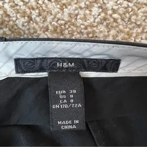 H&M Black Dress Pants Mid-Rise Straight Leg Linen Blend Size 8 thumbnail 4