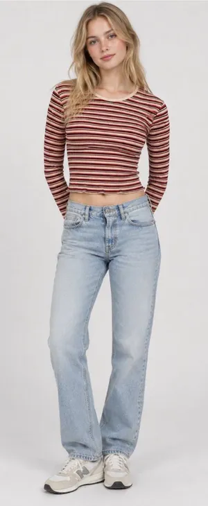 Brandy Melville Light Blue Straight-Leg Jeans thumbnail 1