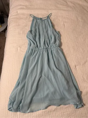 Lush Clothing Sky Blue Girls' Halter Chiffon Dress thumbnail 1
