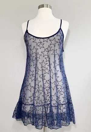 PilyQ Starry Dress in Starlight Swim Coverup Navy thumbnail 3