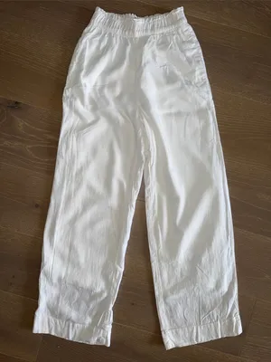 Abercrombie & Fitch White Elastic-Waist Linen-Blend Pants size XS thumbnail 1