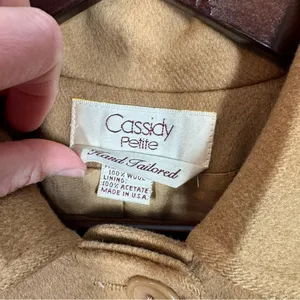 vintage Cassidy hand tailored 100% wool trench coat size‎ 10 P tan minimalist thumbnail 4