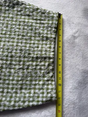 KIRIOUS Green Gingham Eyelet Mini Skirt Ruffle Hem Cottagecore thumbnail 4