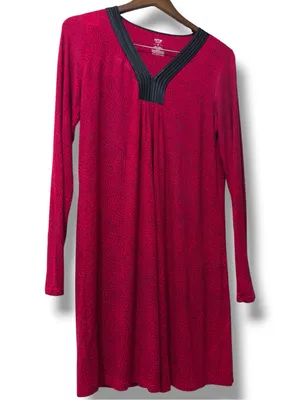 Apt 9 | Intimates Pink & Black Lounge Sleep Long Sleeve Sleep Dress (size M) thumbnail 3