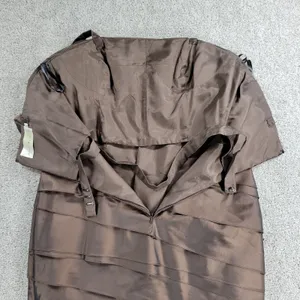 Rina di Montella Silk Jacket Dress 2 Pc 10 Brown Trumpet Tiered Mother of Bride thumbnail 6