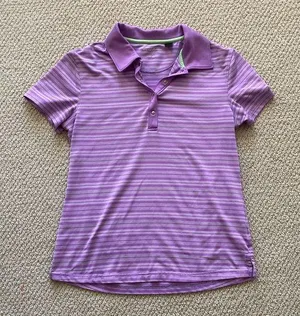 Tommy Armour Dri-Logic Golf Polo Shirt Top Women’s Size Small Striped Purple thumbnail 1