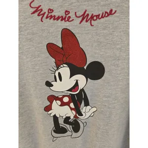 Disney Minnie Mouse Long Sleeve Ringer Shirt Womens M Grey Red Sparkle Graphic thumbnail 2