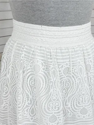 Bebe Lace Scallop Hem Mini Skirt White Medium Elastic Waist Cottagecore Layered thumbnail 5