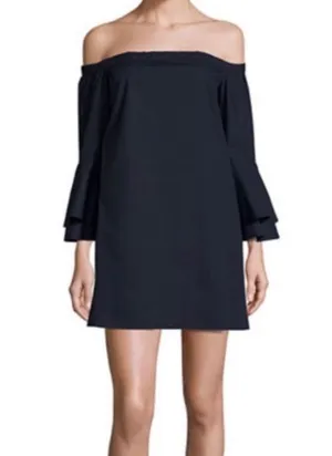 Amanda Uprichard Arabelle Dress with Off-the-Shoulder Bell-Sleeve Navy blue thumbnail 1