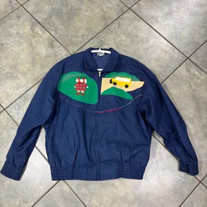 Vtg J.R. Morgan Designs Women’s Blue Jean Full Zip Appliqué Jacket Sz L Teacher thumbnail 7