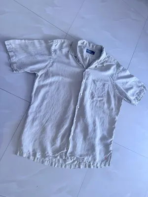 . Vintage 90s Polo Ralph Lauren Camp Shirts Mens L Linen Beige Classic Shirt Butt thumbnail 12