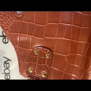 Vintage Style Crocodile Embossed Faux Leather Clutch Purse Red/Orange Gold thumbnail 5