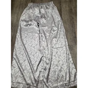 Gimmick Buckle NWT Gray Silver Satin Wide Leg Pants Medium thumbnail 7