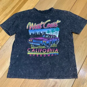 Social Culture‎ West Coast California Speedway Graphic T Shirt Black Acid Wash L thumbnail 1