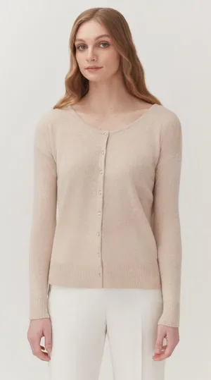 Cuyana Single-Origin‎ Cashmere Minimalist Button Cardigan Sweater Medium Beige thumbnail 1