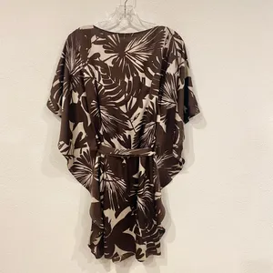 Trina Turk Paradise Mini Dress Women's Size Small Brown Palm Print Vacation thumbnail 5