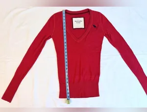 Vintage Y2K V-Neck Embroidered Moose Sweater - Red - M thumbnail 6