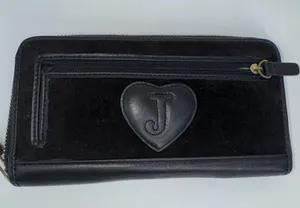 RARE NEW Y2K Original Juicy Couture Black Velour Scottie Dog Long Wallet 8" NWOT thumbnail 4