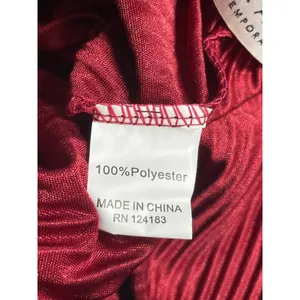 Jon & Anna Women's Red Pleated Plisse High Rise Tie Wide Leg Trousers Pants Sz L thumbnail 6