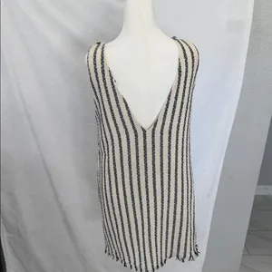Zara Cream and Black Striped Mini Dress thumbnail 5
