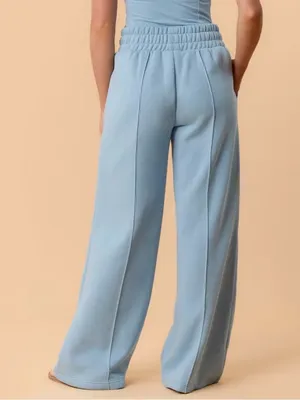 Blogilates Women's Travel Trouser High-Rise Wide Leg Sweatpants Lt Blue 3X NWT thumbnail 2